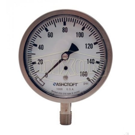 Dixon Dry Gauge, 0 to 100 psi, 1/4 in NPT Connection, 4 in Dial, 1.6 % GSS100-4